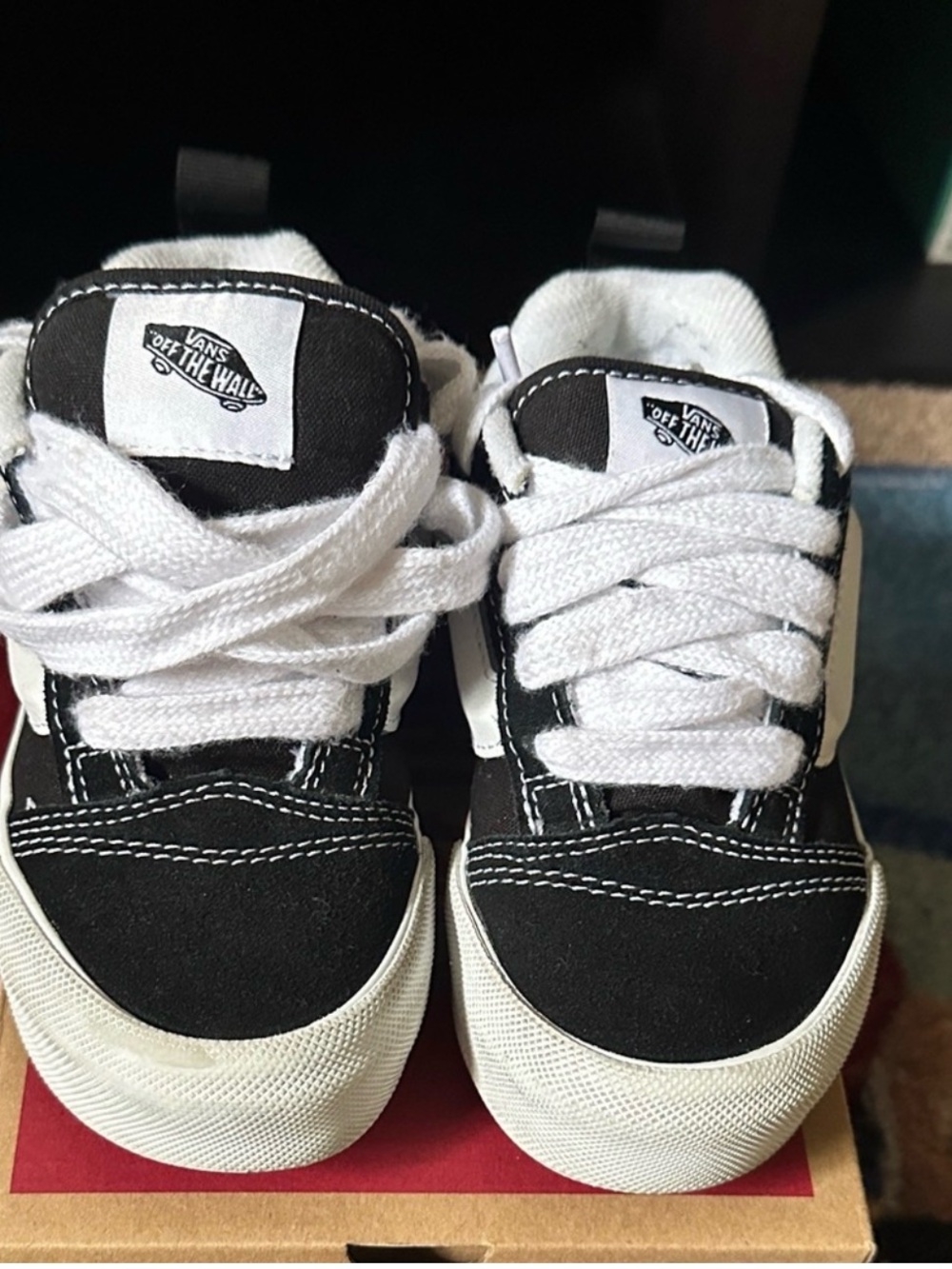 Vans Kids Black & White Low-Top Skate Sneakers